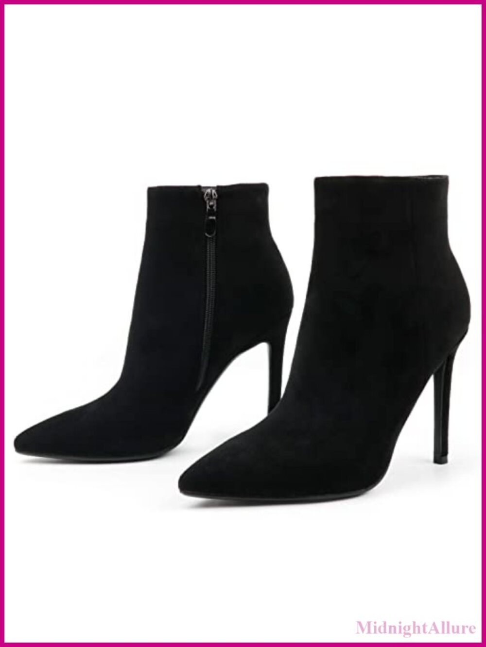 Women's 4IN Stiletto Heel Pointed Toe Ankle Boots PU Leather Zip Booties